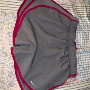 dark pink and grey nike running shorts